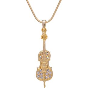 Gold Plated Crystal Cello Necklace