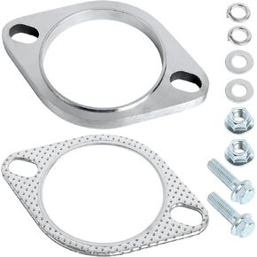 Stainless Steel Exhaust Flange Connection Kit, 2 Bolt 3 inch/76mm Exhaust Flange & Gasket Connection Set with Bolts and Nuts