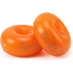MoKo Arm Floaties for Kids-Inflatable Round Swim Arm Bands Filled with Foam PVC Water Wings for Pools Inflatable Floats Sleeves Armlets Rings Floaties Tubes for Children Boys and Girls 1-6 yrs, Orange