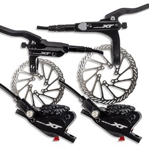 Evosid 4-Piston hydraulic brakes Kit with 160mm Floating Disc Rotors, Front and Rear Hydraulic Disc Brake Set with Cooling Pad for MTB and E-bike(Included Adapter Included)
