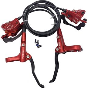 Mountain Bike Hydraulic Disc Brake Set, Front & Rear Disc Brake Kit Fit Bicycle MTB XC Trail, e-Bike, Fat Bike, Upgrade kit for Mechanical Disc Brake (Red - Left Front & Right Back)