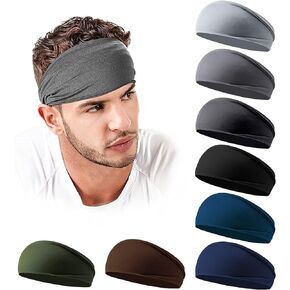 Men Headbands Sport Hair Band Athletic Workout Sweatbands Non-Slip Moisture Wicking Unisex Head Bands for Running Cycling Training in Kuwait