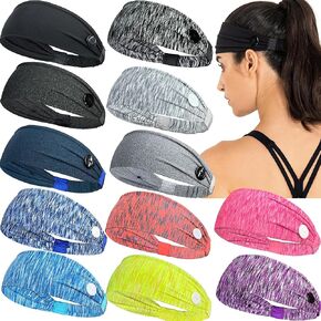 12 Colors Sweat Headbands Breathable Athletic Sweatbands Yoga Sports Headbands for Girls and Boys Soft Moisture Wicking Elastic Hairband for Girls and Teenagers Adults