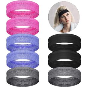 8 Pieces Sweatbands Non Slip Headbands Stretchy Running Sports Headband Workout Headband Grip Silicone Yoga Hair Band Elastic Exercise Hair Wrap for Women Men