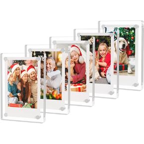 AITEE Acrylic Fridge Magnetic Frame,Double Sided Refrigerator Magnet Picture Frame, Fridge Photo Frame Clear Display Frameless Home Decor for Fujifilm Instax Mini, 2.36 x 3.54 Inch,Pack of 10