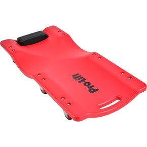 Pro-Lift Mechanic Plastic Creeper 36 Inch - Blow Molded Ergonomic HDPE Body with Padded Headrest - 300 Lbs Capacity Red