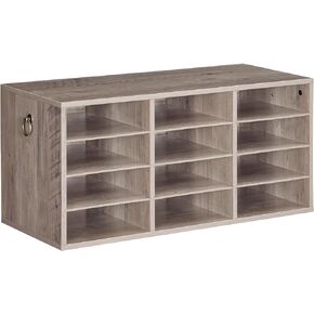 HOOBRO Countertop Mail Sorter Organizer, Wooden Literature Organizer, Student Mailbox for Classroom, Desktop Bill Organizer for Office Home School, 12 Compartments Rustic Brown FG43WF01