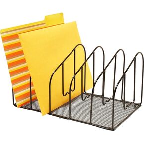 Deco Brothers File Sorter Organizer for Desk, 5 Sections, Black