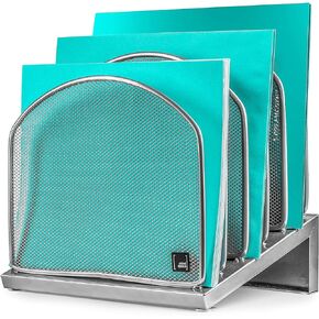 Mindspace Inclined File Rack Office Desk Organizer, 5 Section Office Desktop Document Sorter | Desk File Holder | The Mesh Collection, Black