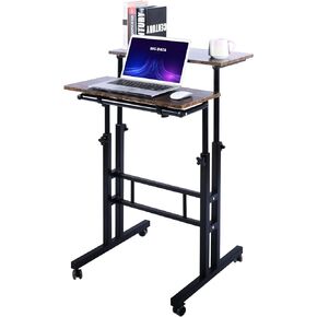 Mobile Standing Desk, Adjustable Computer Desk Rolling Laptop Cart on Wheels Home Office Computer Workstation, Portable Laptop Stand for Small Spaces Tall Table for Standing or Sitting, by