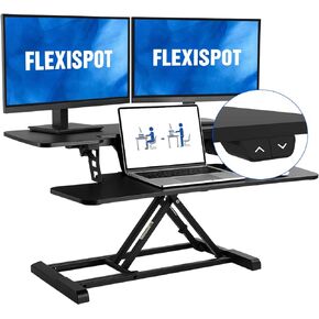 FLEXISPOT Electric Standing Desk Converter, 36'' Height Adjustable Motorized Desk Riser for Computer Monitors & Laptop Workstation, Rustic Color