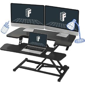 FLEXISPOT Standing Desk Converter 40in Sit to Stand up Desk Riser Height Adjustable Computer Workstation with Spacious 2-Tier Desktop Black