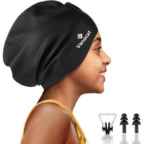 Kids Extra Large Swim Cap for Long Hair, Waterproof Silicone Swimming Caps for Boys Girls Children Youth Teen, Large Swim Hat for Long Thick Curly Hair & Dreadlocks Braids Weaves Afro Hair