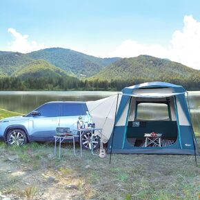 PORTAL 5 Person SUV Tent with Porch for Camping, Spacious Car Trunk Tent for Travel Camp Outdoor Tailgate, Water Resistant and Windproof