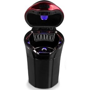 Car Ashtray, Car Ashtray Lighter Set Detachable, Car Ashtray with Lid Blue LED Light Indicator for Car, Home, Office and Travel