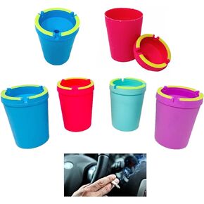 (4 Pack Jumbo) Glow in the Dark Butt Bucket Ashtray Cigarette Self-Extinguishing Cup Car Ash Holder Portable Truck Home Office (Colors May Vary)