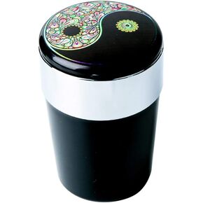 Car Ashtray, Portable Smokeless Ashtray Cup Cigar Garbage Container with Lid and Blue LED Light