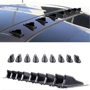 10 Pcs Mini Shark Fin Diffuser Vortex Generator Universal Car Truck SUV Roof Decoration Spoiler Wing Carbon Fiber Car Accessories 2.95inch,Black
