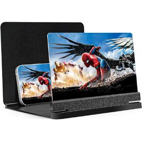 Screen Magnifier, Mobile Phone 3D Magnifier Projector Expander Screen for Movies, Videos and Gaming, Foldable Phone Stand with Screen Amplifier, Supports All Smartphones