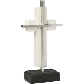 The Unity Cross ® Pearl White & Brushed Aluminum; Unity Candle Unity Sand Elegant Alternative
