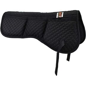 ECP All Purpose Diamond Quilted Poly Cotton English Half Saddle Pad with Therapeutic Contoured Correction Support Pockets, 18 Memory Foam Shims Included