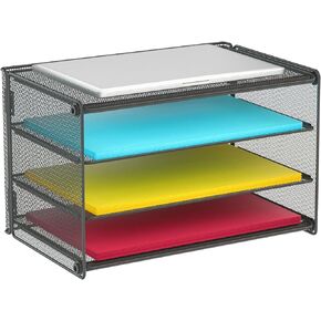 Samstar Paper Letter Tray, 3 Tier Desk File Organizer Paper Sorter Letter Shelf Rack, Mesh Made,Black ...