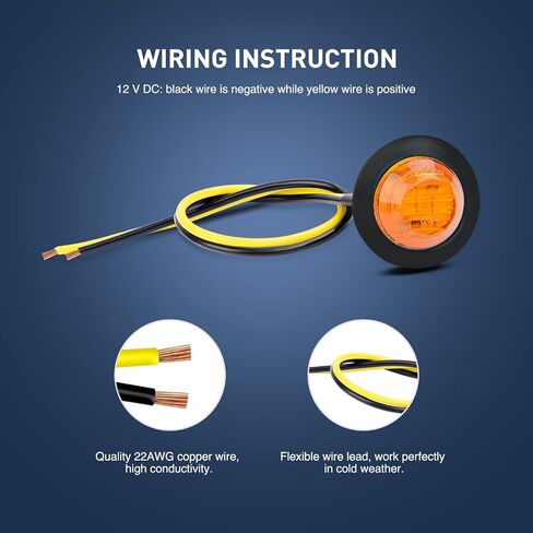 Nilight - TL-04 10 قطع 3/4 بوصة ضوء LED دائري للتخليص LED أمامي وخلفي مؤشر ضوء علامة رصاصة لشاحنة RV سيارة حافلة مقطورة فان قارب قافلة 12 فولت، أحمر، ضمان لمدة عامين in Saudi Arabia