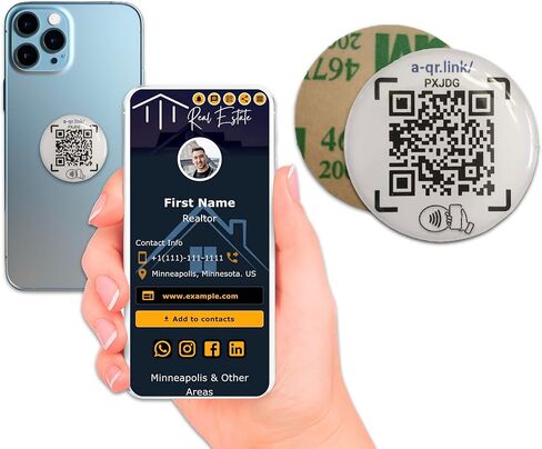 QRLynk® Smart Dot NFC/QR Code - ربط بطاقة العمل الرقمية/Link-in-bio/Gallery/Mobile Page - مشاركة وسائل التواصل الاجتماعي - بدون تطبيق، بدون اشتراكات. in Kuwait