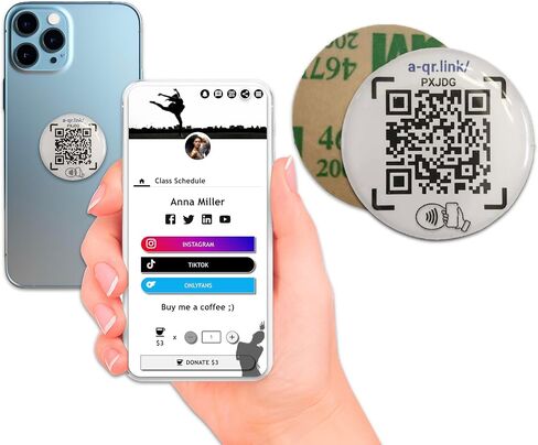 QRLynk® Smart Dot NFC/QR Code - ربط بطاقة العمل الرقمية/Link-in-bio/Gallery/Mobile Page - مشاركة وسائل التواصل الاجتماعي - بدون تطبيق، بدون اشتراكات. in Kuwait