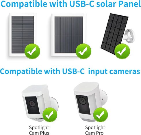 Extension Cable for ring Solar Panel, Works for 2nd Generation Solar Panel and Small Solar Panel, 12ft Power Extension Cord for USB-C Solar Panel and USB-C Input Cameras, 1-Pack in Saudi Arabia