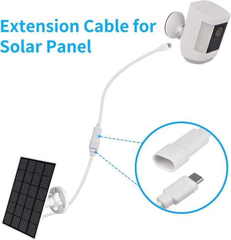 Extension Cable for ring Solar Panel, Works for 2nd Generation Solar Panel and Small Solar Panel, 12ft Power Extension Cord for USB-C Solar Panel and USB-C Input Cameras, 1-Pack in Saudi Arabia