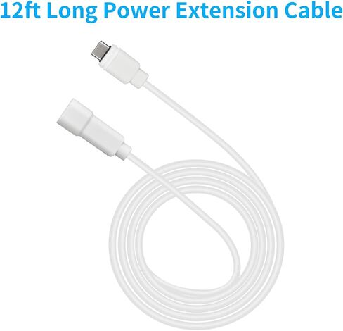 Extension Cable for ring Solar Panel, Works for 2nd Generation Solar Panel and Small Solar Panel, 12ft Power Extension Cord for USB-C Solar Panel and USB-C Input Cameras, 1-Pack in Saudi Arabia