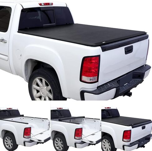 غطاء تونيو ناعم قابل للطي من Amazon Basics لسيارة 2014-2019 Chevy Silverado، GMC Sierra 1500، 2015-2018 Silverado Sierra 2500 3500 HD، Fleetside، طول السرير 6.5 بوصة in Saudi Arabia