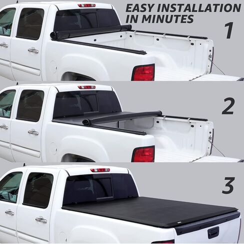 غطاء تونيو ناعم قابل للطي من Amazon Basics لسيارة 2014-2019 Chevy Silverado، GMC Sierra 1500، 2015-2018 Silverado Sierra 2500 3500 HD، Fleetside، طول السرير 6.5 بوصة in Saudi Arabia