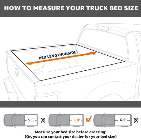 غطاء تونيو ناعم قابل للطي من Amazon Basics لسيارة 2014-2019 Chevy Silverado، GMC Sierra 1500، 2015-2018 Silverado Sierra 2500 3500 HD، Fleetside، طول السرير 6.5 بوصة in Saudi Arabia