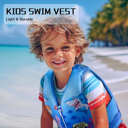 Jurmickey Toddler Swim Vest, Kids Swim Vest for Toddlers, Toddler Floaties 20-60 lbs with Adjustable Safety Strap, S-XL for 2-9 Years Old Boys and Girls in Kuwait