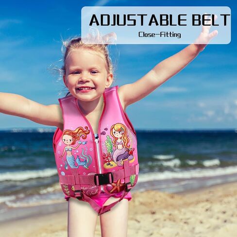 Jurmickey Toddler Swim Vest, Kids Swim Vest for Toddlers, Toddler Floaties 20-60 lbs with Adjustable Safety Strap, S-XL for 2-9 Years Old Boys and Girls in Kuwait