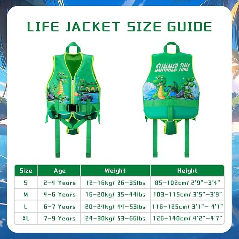 Jurmickey Toddler Swim Vest, Kids Swim Vest for Toddlers, Toddler Floaties 20-60 lbs with Adjustable Safety Strap, S-XL for 2-9 Years Old Boys and Girls in Kuwait