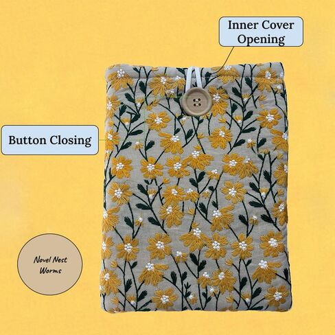 Embroidered White Daisy Book Sleeve. Book Cover/Protector in Kuwait