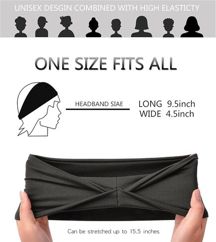 Men Headbands Sport Hair Band Athletic Workout Sweatbands Non-Slip Moisture Wicking Unisex Head Bands for Running Cycling Training in Kuwait