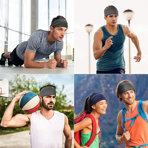 Men Headbands Sport Hair Band Athletic Workout Sweatbands Non-Slip Moisture Wicking Unisex Head Bands for Running Cycling Training in Kuwait
