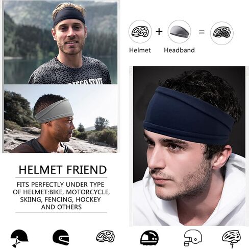 Men Headbands Sport Hair Band Athletic Workout Sweatbands Non-Slip Moisture Wicking Unisex Head Bands for Running Cycling Training in Kuwait