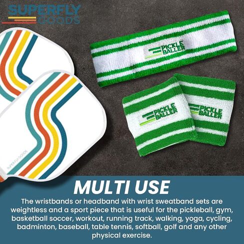 Super Fly Goods Sweatbands Pickleball Golf Tennis Great Gift or for Your Sports or Team Wristband Sports Band Set Including Towel Wrist and Head Sweatbands in Saudi Arabia