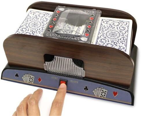 2 Deck Automatic Deck Shuffler - Deluxe Electric Wooden Playing Card Machine - Classic Casino Dealer Equipment & Tabletop Gaming Accessories - Bicycle, Magic The Gathering, Yugioh TCG in Saudi Arabia