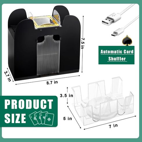 Aoriher 6 Decks Electric Automatic Card Shuffler with Revolving Canasta Playing Card Tray Set, Clear Rotating Card Holders for Playing Cards Poker Home Club Party Games in Saudi Arabia