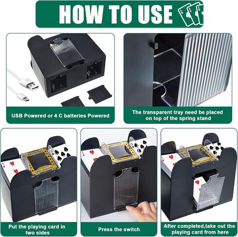 Aoriher 6 Decks Electric Automatic Card Shuffler with Revolving Canasta Playing Card Tray Set, Clear Rotating Card Holders for Playing Cards Poker Home Club Party Games in Saudi Arabia