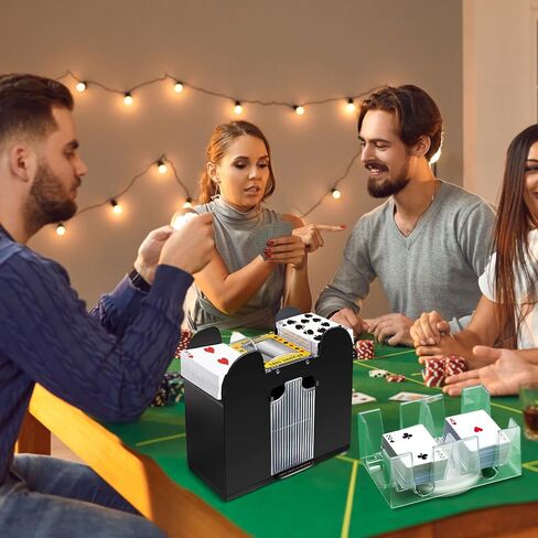 Aoriher 6 Decks Electric Automatic Card Shuffler with Revolving Canasta Playing Card Tray Set, Clear Rotating Card Holders for Playing Cards Poker Home Club Party Games in Saudi Arabia