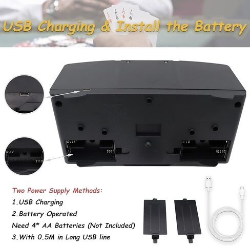 آلة خلط بطاقات البوكر الأوتوماتيكية من WAYDA، آلة خلط بطاقات البوكر الإلكترونية المكونة من طابقين، أداة ألعاب خلط البطاقات الكهربائية التي تعمل بالبطارية للحفلات المنزلية مع خط USB in Kuwait