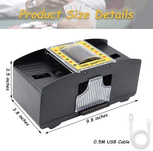 آلة خلط بطاقات البوكر الأوتوماتيكية من WAYDA، آلة خلط بطاقات البوكر الإلكترونية المكونة من طابقين، أداة ألعاب خلط البطاقات الكهربائية التي تعمل بالبطارية للحفلات المنزلية مع خط USB in Kuwait