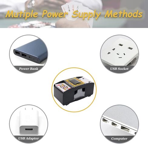 آلة خلط بطاقات البوكر الأوتوماتيكية من WAYDA، آلة خلط بطاقات البوكر الإلكترونية المكونة من طابقين، أداة ألعاب خلط البطاقات الكهربائية التي تعمل بالبطارية للحفلات المنزلية مع خط USB in Kuwait